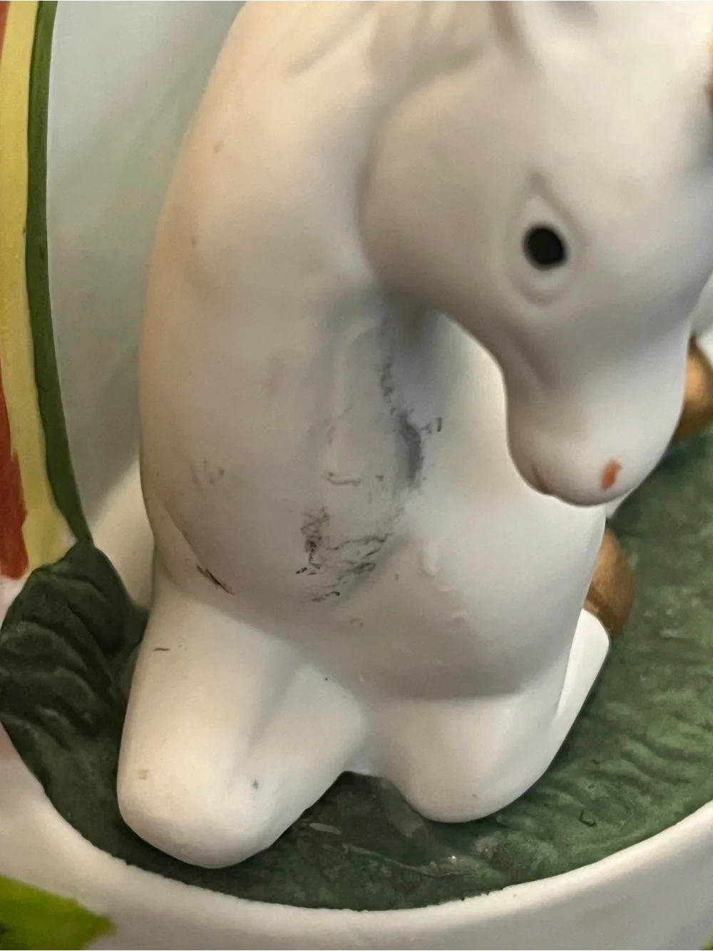 Vintage Unicorn Rainbow Rotating Music Box Figurine – Pastel Floral Nursery Deco